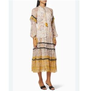 Hemant and Nandita White Karon Tiered Maxi Dress size S